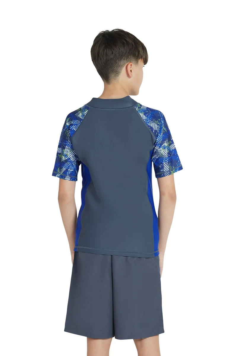COEGA SUNWEAR  COEGA  Boys Youth Rashguard Short Sleeve - Grey Blue Stripes for Men | Best Price UAE